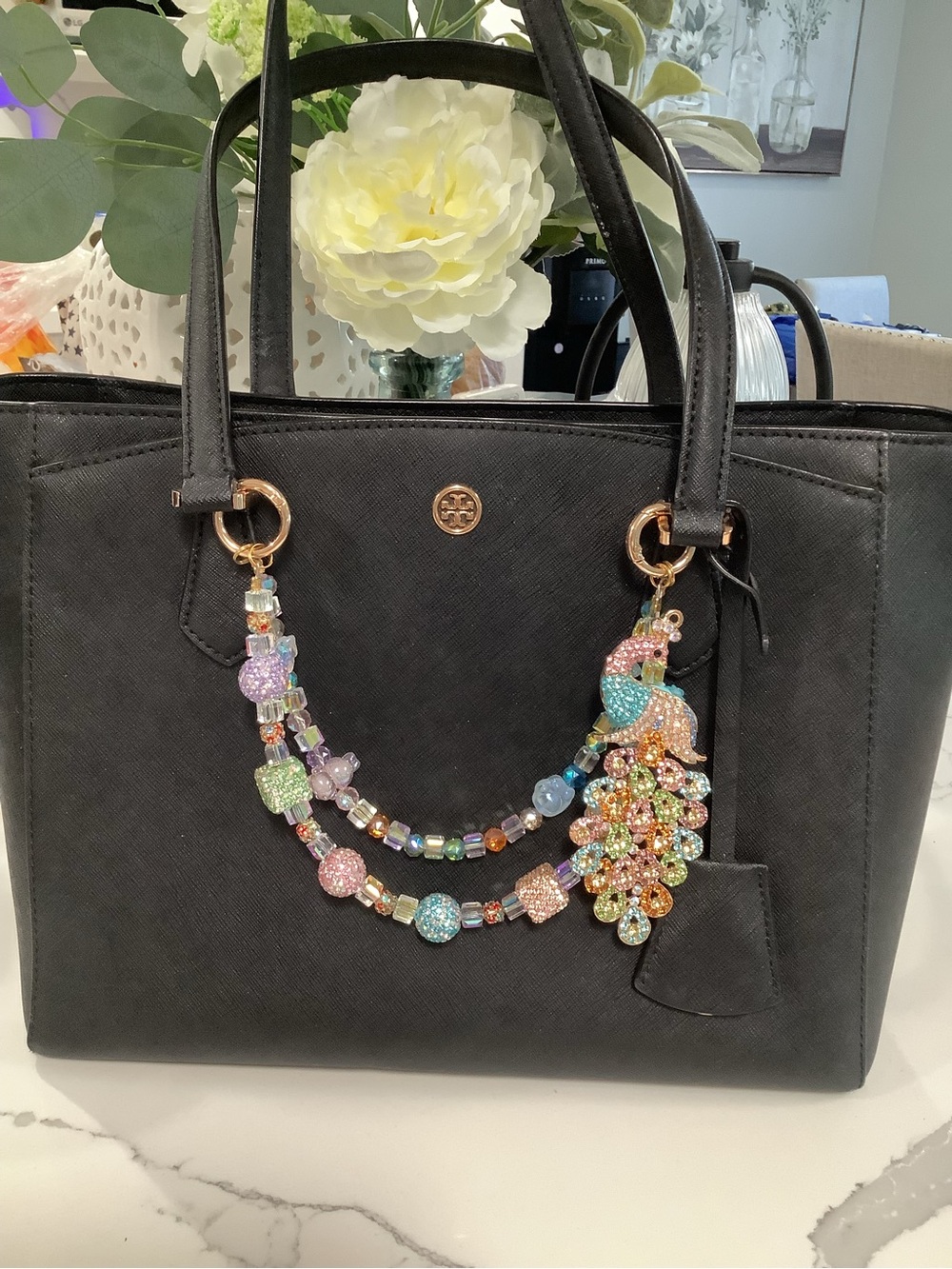 Multicolor Beaded Peacock Charm